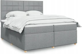 vidaXL Posteľný rám boxsping s matracom bledosivý 200x200 cm látka