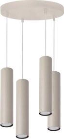 Závesné svietidlo Tuba, 4x béžové kovové tienidlo, o
