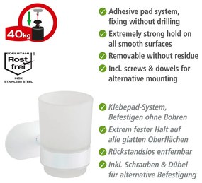 Biely samodržiaci sklenený téglik na zubné kefky Orea – Wenko