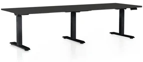 Výškovo nastaviteľný stôl OfficeTech Long, 240 x 80 cm, čierna podnož, čierna