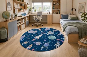 Detský koberec protišmykový BAMBINO 61580 modrý / oranžový kruh