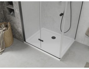 Mexen Lima, sprchovací kút so skladacími dverami 90 (dvere) x 110 (stena) cm, 6mm číre sklo, čierny profil + slim sprchová vanička biela s čiernym sifónom, 856-090-110-70-00-4010B