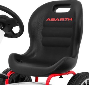 Ramiz Pedálová motokára ABARTH pre deti biela + EVA kolesá + ručná brzda + voľnobeh