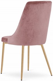 Stolička IMOLA - ružový zamat / nohy vo farbe dreva x 3 9401 71 00 00