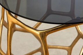 Príručný stolík LIQUID GEOMETRIE 50 cm tvrdené sklo čierne zlato