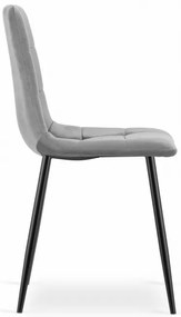 Jedálenská stolička KARA zamatová svetlosivá / čierne nohy