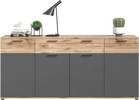 Široká komoda so zásuvkou Mason, dub/šedá