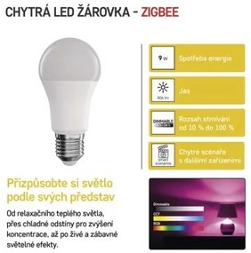 Inteligentná žiarovka GoSmart LED E27 9W 230V ZigBee RGB stmievateľná