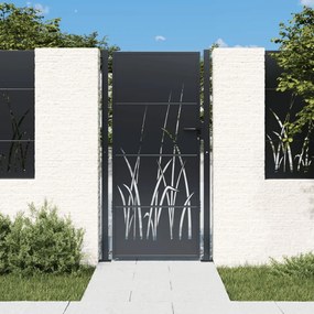 Záhradná brána antracitová 105x205 cm oceľ dizajn trávy 153171