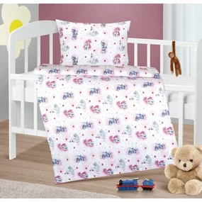 Bellatex Bavlnené obliečky do postieľky BeataUnicorn ružové, 100 x 135, 45 x 60 cm