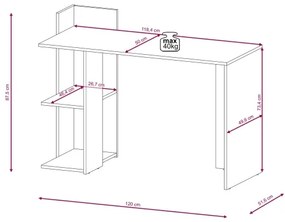 Písací stôl MARLO sivý betón/biela