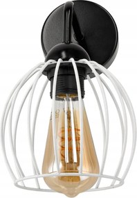 Čierna LED nástenná lampa LOFT edison + biele tienidlo 1xe27