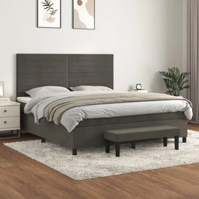 Posteľný rám boxspring s matracom tmavosivý 180x200 cm zamat 3137918