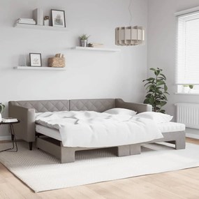 Rozkladacia denná posteľ s matracmi sivohnedá 100x200 cm látka 3197452