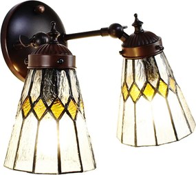 Nástenná Tiffany lampa 2 tienidlá žlté detaily Yello - 30*23*23 cm E14/max 2*25W