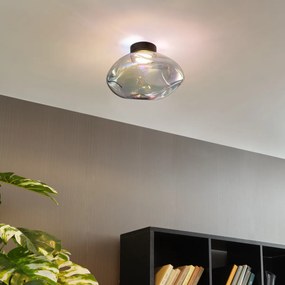 Dizajnové stropné svietidlo čierne s dúhovým sklom - Gemma