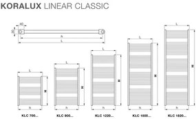 Kúpeľňový radiátor Korado Koralux Linear Classic 1220x600 mm 596 W