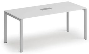 Stôl SQUARE 1800 x 800 x 750, biela + stolná zásuvka TYP III, strieborná