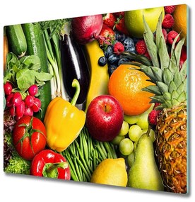 Sklenená doska na krájanie Zelenina a ovocie 60x52 cm
