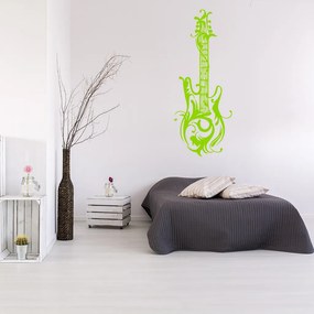 Veselá Stena Samolepka Dizajnová gitara Farba: zelená, Veľkosť: 60 x 22 cm