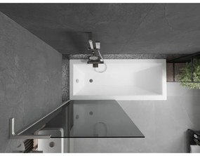 Mexen Next L, 1-krídlová vaňová zástena 80 x 150 cm, 6mm šedé sklo, 6mm číre sklo, profil brúsená oceľ, 895-080-000-03-40-97
