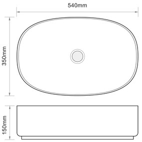 Erga Ciele, umývadlo na dosku 540x350x150 mm, biela lesklá, ERG-V03-9683-WH