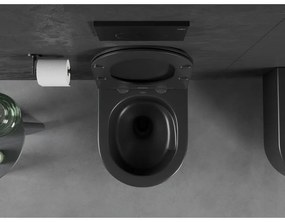 Mexen Sofia, závesná WC misa 490x360x355 mm, Rimless Tornádo + WC sedadlo z duroplastu, čierna matná, 30541085T