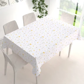 Biante Bavlnený obdĺžnikový obrus Sandra SA-497 Žlté bylinky na bielom 140x220 cm
