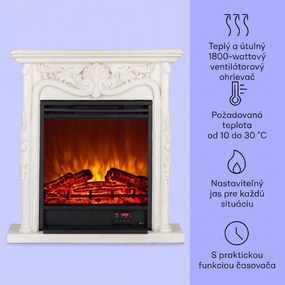 Klarstein Etna Pozzolana, elektrický krb, 1800 W, týždenný časovač, diaľkové ovládanie, biely