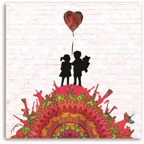 Gario Obraz na plátne Banksy nástenná maľba - deti na kopci Rozmery: 40 x 40 cm