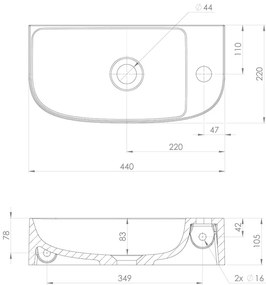Biele umývadlo z liateho mramoru 44x22 cm Alga – Sapho