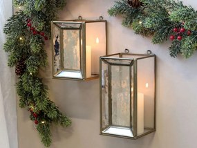 Set 2ks zlatá antik kovová lampáš Janny - 20*20*56/ 16*16*41 cm