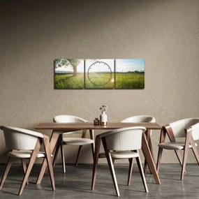 Obraz letnej lúky (s hodinami) (90x30 cm)