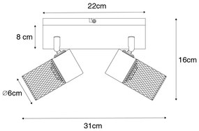 Priemyselné bodové svetlo čierne 2-žiarovkové nastaviteľné - Jim