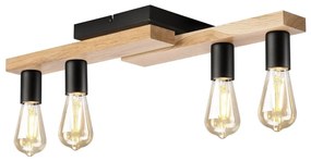 Prisadený luster MATTE 4xE27/15W/230V čierna/dub