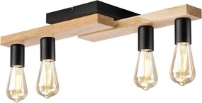 Prisadený luster MATTE 4xE27/15W/230V čierna/dub