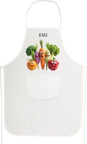 Kuchynská zástera Happy Veggie EMI, biela
