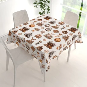 Biante Bavlnený štvorcový obrus Sandra SA-543 Vianočná atmosféra 130x130 cm