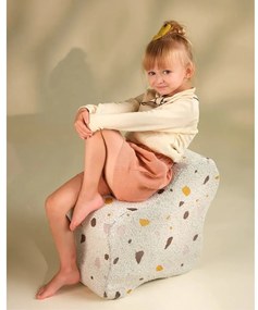 Biely detský puf z textílie buklé/ženilkový Terrazzo Cloud – Wigiwama