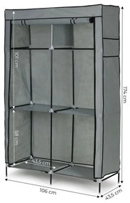 Textilná skriňa s policami a závesnou tyčou