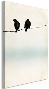 Artgeist Obraz - Frozen Sparrows (1 Part) Vertical Veľkosť: 80x120, Verzia: Na talianskom plátne