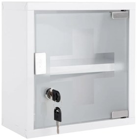 Biela kovová závesná skrinka na lieky 12x25 cm – PT LIVING