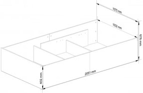 Jednolôžková posteľ s roštom 100x200 cm, sonoma