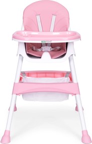 ECOTOYS jedálenské kresielko pre deti, ružové, 5-bodové