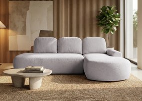 Rohová sedačka s funkciou spania Cloud pravá s úložným priestorom na posteľnú bielizeň, svetlosivá