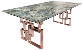 Jedálenský stôl Atlantis 200 cm tyrkysový mramorový vzhľad