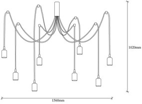 Luster na lanku KABLUNI 8xE27/100W/230V pavúk