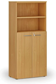 Kombinovaná kancelárska skriňa PRIMO WOOD, dvere na 3 poschodia, 800 x 420 x 1781 mm, buk