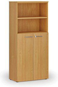 Kombinovaná kancelárska skriňa PRIMO WOOD, dvere na 3 poschodia, 800 x 420 x 1781 mm, buk