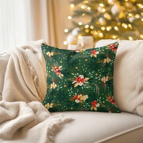 Biante Bavlnená obliečka na vankúš Sandra SA-713 Vianočné cezmíny na zelenom 35 x 45 cm